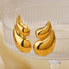 Handmade Stainless Steel Water Drop Shape Hiphop Women's Earrings 18K Goldplated