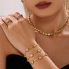 Handmade Stainless Steel Zircon Round Star Geometric Elegant Women's Bracelet 18K Gold Plated