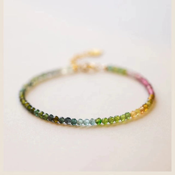 Handmade Star Pattern Crystal Bracelet For Women Unisex Simple Elegant Fine 2Mm Faceted Tourmaline Style