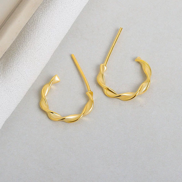 Handmade 925 Sterling Silver Geometric Twist Earrings For Women Minimalist Student Fashion Jewelry