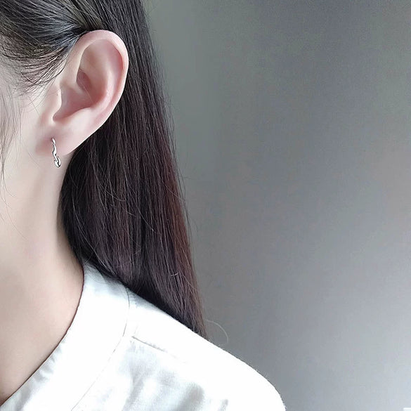 Handmade 925 Sterling Silver Geometric Twist Earrings For Women Minimalist Student Fashion Jewelry