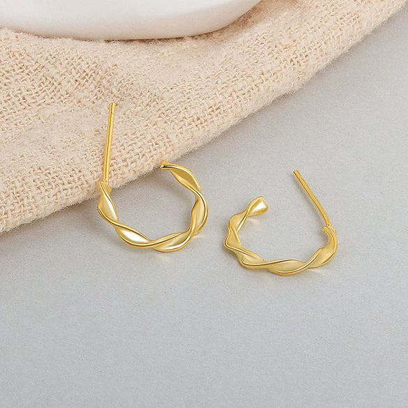 Handmade 925 Sterling Silver Geometric Twist Earrings For Women Minimalist Student Fashion Jewelry