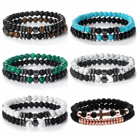 Handmade Stone Beaded Bracelet Geometric Style Unisex