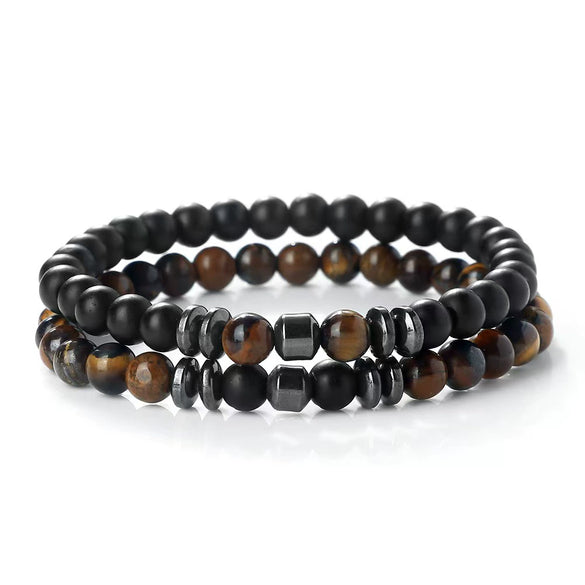 Handmade Stone Beaded Bracelet Geometric Style Unisex