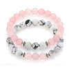 Handmade Stone Beaded Couple Bracelet With 8Mm Crystal White Turquoise Frosted Geometric Design Unisex