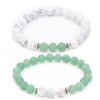 Handmade Stone Beaded Couple Bracelet With 8Mm Crystal White Turquoise Frosted Geometric Design Unisex