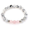 Handmade Stone Beaded Couple Bracelet With 8Mm Crystal White Turquoise Frosted Geometric Design Unisex