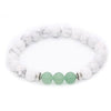 Handmade Stone Beaded Couple Bracelet With 8Mm Crystal White Turquoise Frosted Geometric Design Unisex