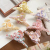 Handmade Threedimensional Twin Flower Acetate Hair Clip For Women
