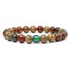 Handmade Tiger Eye And Volcanic Stone Beaded Bracelet With Color Changing Mood Beads Unisex Geometric Design