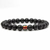 Handmade Tiger Eye And Volcanic Stone Beaded Bracelet With Color Changing Mood Beads Unisex Geometric Design