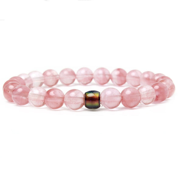 Handmade Tiger Eye And Volcanic Stone Beaded Bracelet With Color Changing Mood Beads Unisex Geometric Design