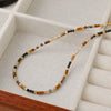 Handmade Tiger Eye Stone And Black Spinel Geometric Clavicle Chain Necklace