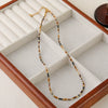 Handmade Tiger Eye Stone And Black Spinel Geometric Clavicle Chain Necklace