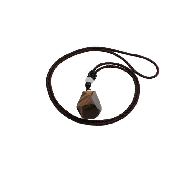 Handmade Tiger Eye Stone Geometric Perfume Bottle Pendant Necklace Alloy Essential Oil Aromatherapy Container Sweater Chain