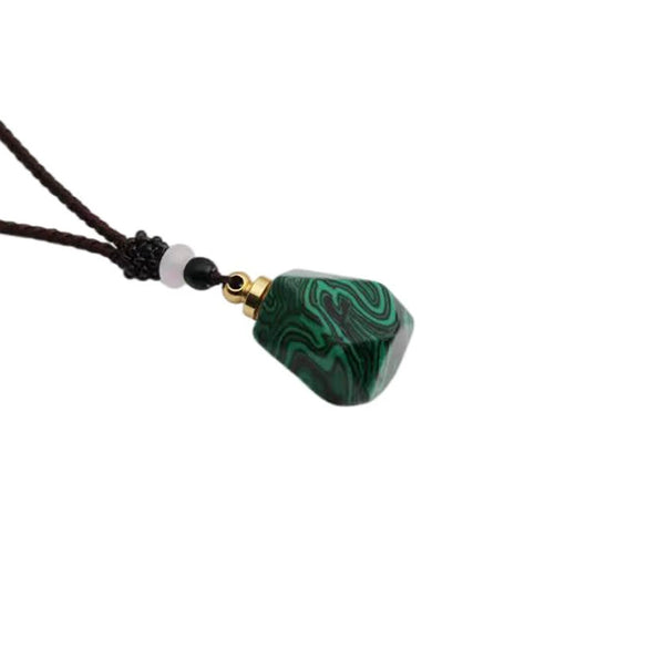 Handmade Tiger Eye Stone Geometric Perfume Bottle Pendant Necklace Alloy Essential Oil Aromatherapy Container Sweater Chain