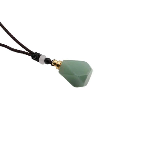 Handmade Tiger Eye Stone Geometric Perfume Bottle Pendant Necklace Alloy Essential Oil Aromatherapy Container Sweater Chain