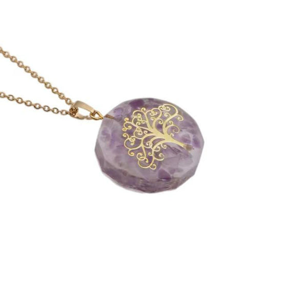 Handmade Tiger Eye Stone Gravel Pendant Necklace With Stainless Steel O Chain Geometric Alloy Charm Fashion Jewelry For Women And Men