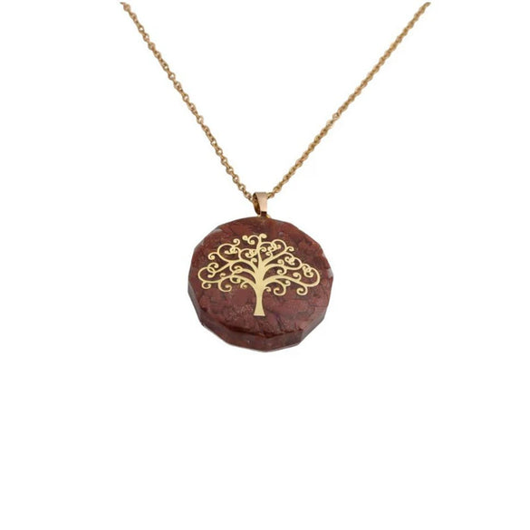 Handmade Tiger Eye Stone Gravel Pendant Necklace With Stainless Steel O Chain Geometric Alloy Charm Fashion Jewelry For Women And Men