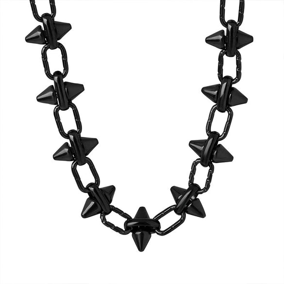 Handmade Titanium Steel Cuban Chain Clavicle Necklace For Women With Geometric Design And Electroplating Treatment Retro And Exaggerated Style