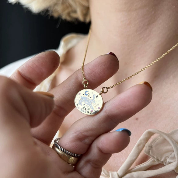 Handmade Titanium Steel Rabbit Pendant Necklace With Oil Dripping Element And Tarot Design Electroplated 18K Gold