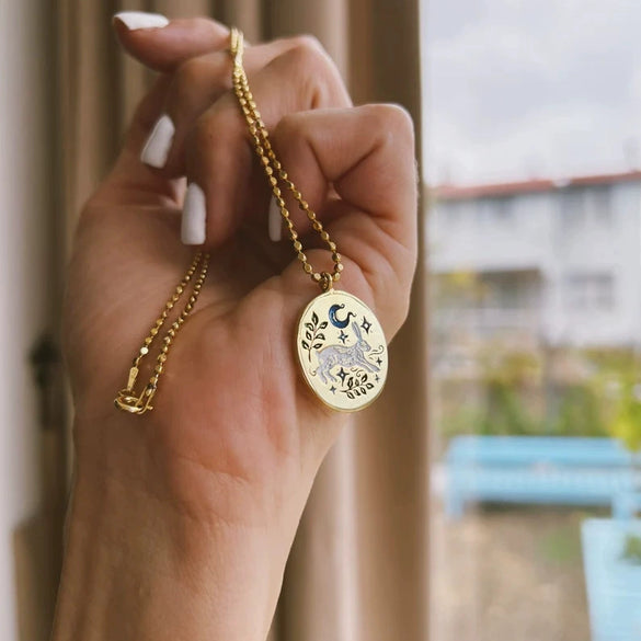 Handmade Titanium Steel Rabbit Pendant Necklace With Oil Dripping Element And Tarot Design Electroplated 18K Gold