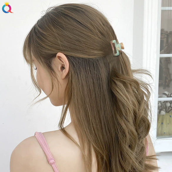 Handmade Transparent Acetate Hair Clip Simple Geometric Bangs And Flyaway Hairpin For Women