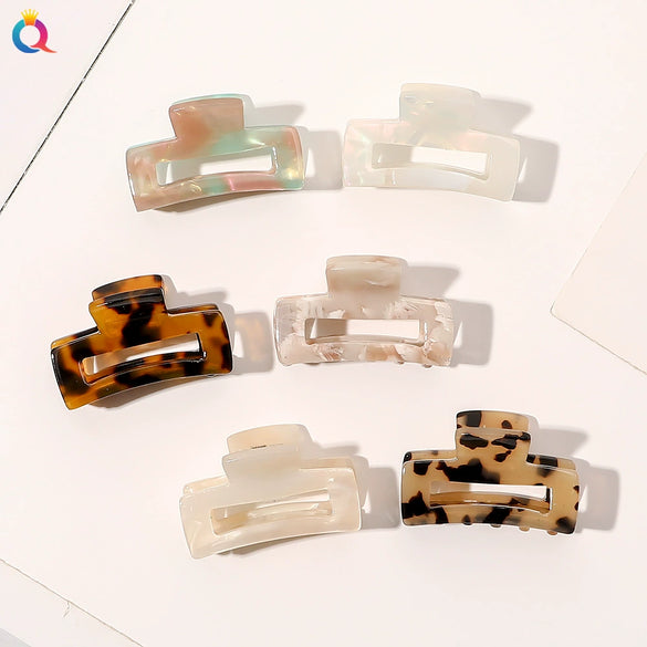 Handmade Transparent Acetate Hair Clip Simple Geometric Bangs And Flyaway Hairpin For Women