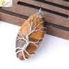 Handmade Tree Of Life Natural Stone Pendant Necklace Minimalist Copper Wire Wrapped Crystal Jewelry
