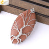 Handmade Tree Of Life Natural Stone Pendant Necklace Minimalist Copper Wire Wrapped Crystal Jewelry