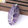 Handmade Tree Of Life Natural Stone Pendant Necklace Minimalist Copper Wire Wrapped Crystal Jewelry