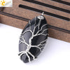 Handmade Tree Of Life Natural Stone Pendant Necklace Minimalist Copper Wire Wrapped Crystal Jewelry