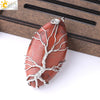 Handmade Tree Of Life Natural Stone Pendant Necklace Minimalist Copper Wire Wrapped Crystal Jewelry