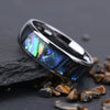 Handmade Tungsten Steel Couple Rings With Curved Surfaces And Fully Inlaid Shells Minimalist Geometric Unisex Jewelry