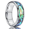 Handmade Tungsten Steel Couple Rings With Curved Surfaces And Fully Inlaid Shells Minimalist Geometric Unisex Jewelry