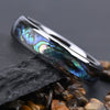 Handmade Tungsten Steel Couple Rings With Curved Surfaces And Fully Inlaid Shells Minimalist Geometric Unisex Jewelry