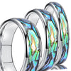 Handmade Tungsten Steel Couple Rings With Curved Surfaces And Fully Inlaid Shells Minimalist Geometric Unisex Jewelry