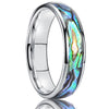 Handmade Tungsten Steel Couple Rings With Curved Surfaces And Fully Inlaid Shells Minimalist Geometric Unisex Jewelry