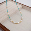 Handmade Turquoise Freshwater Pearl Geometric Style Necklace Bracelet For Women