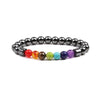 Handmade Unisex Black Gall Stone And Volcanic Stone Colorful Beaded Circle Bracelet