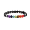 Handmade Unisex Black Gall Stone And Volcanic Stone Colorful Beaded Circle Bracelet