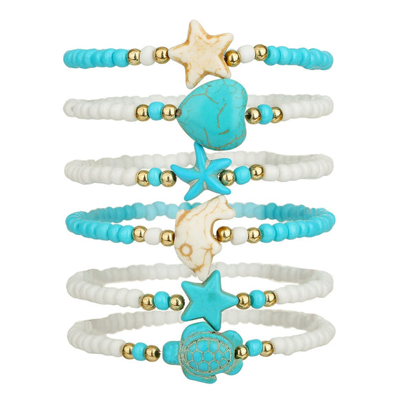 Handmade Unisex Bohemian Style Bracelet And Anklet With Rice Beads Pine Stone Animal And Zodiac Pattern Heart Starfish Turtle Shape