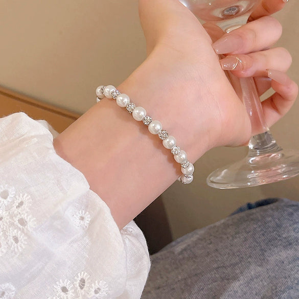 Handmade Unisex Geometric Imitation Pearl Beaded Bracelet