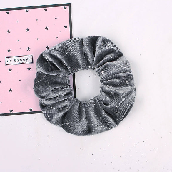 Handmade Velvet Hair Scrunchie With Gold Star Detail High Elasticity Cloth Hair Tie Accessory