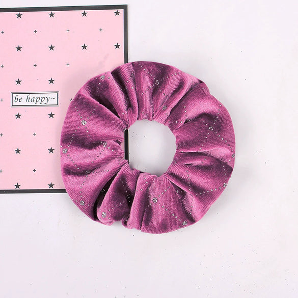 Handmade Velvet Hair Scrunchie With Gold Star Detail High Elasticity Cloth Hair Tie Accessory