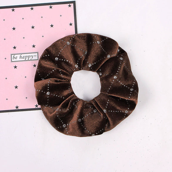 Handmade Velvet Hair Scrunchie With Gold Star Detail High Elasticity Cloth Hair Tie Accessory