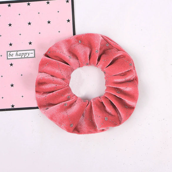 Handmade Velvet Hair Scrunchie With Gold Star Detail High Elasticity Cloth Hair Tie Accessory