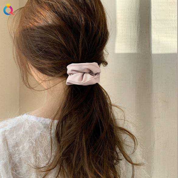 Handmade Velvet Scrunchie Hair Tie For Women Striped Ponytail Hair Accessory With A Simple Everyday Style