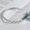 Handmade Vintage Distressed Sterling Silver Twist Woven Open Bracelet Old Finish Couple Bangle