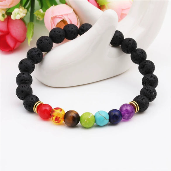 Handmade Volcanic Stone Beaded Unisex Bracelet